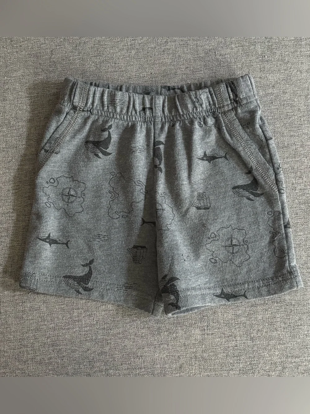 Carter’s Gray Shark & Whale Print Shorts - 18 months